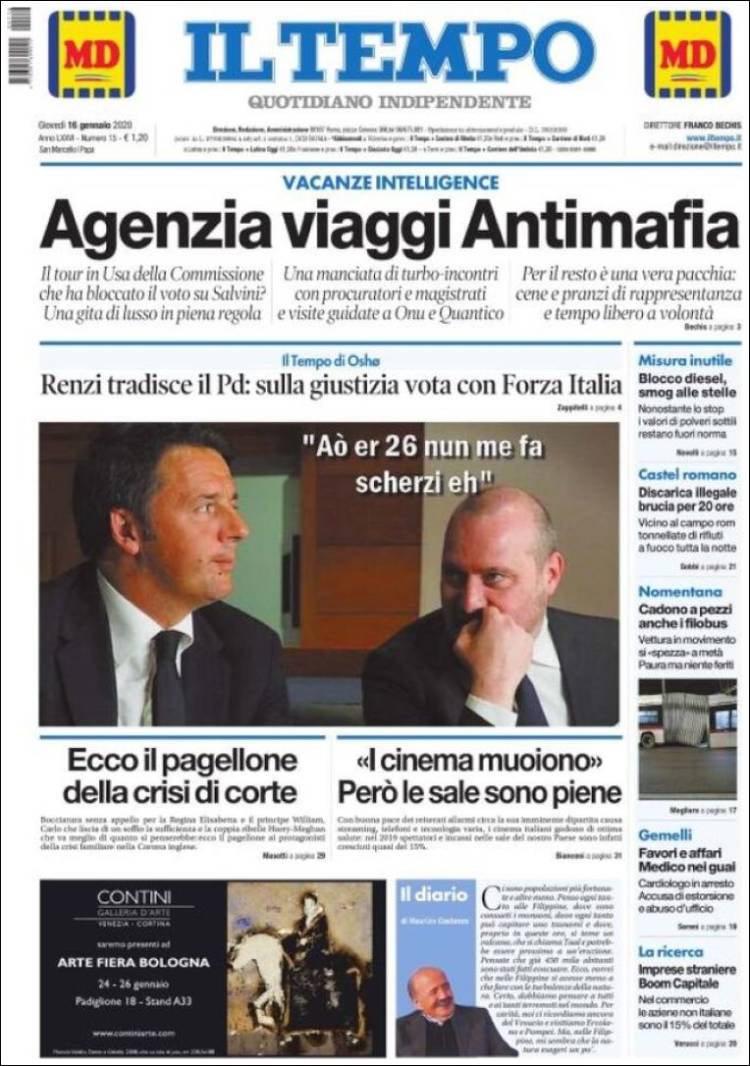 Portada de Il Tempo (Italia)