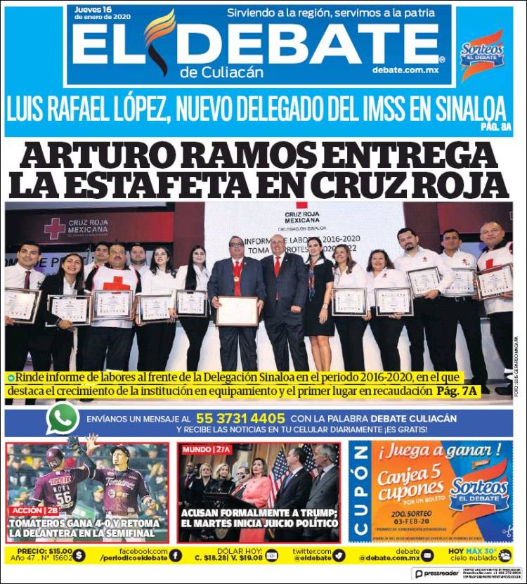 Portada de El Debate de Culiacán (M&eacute;xico)