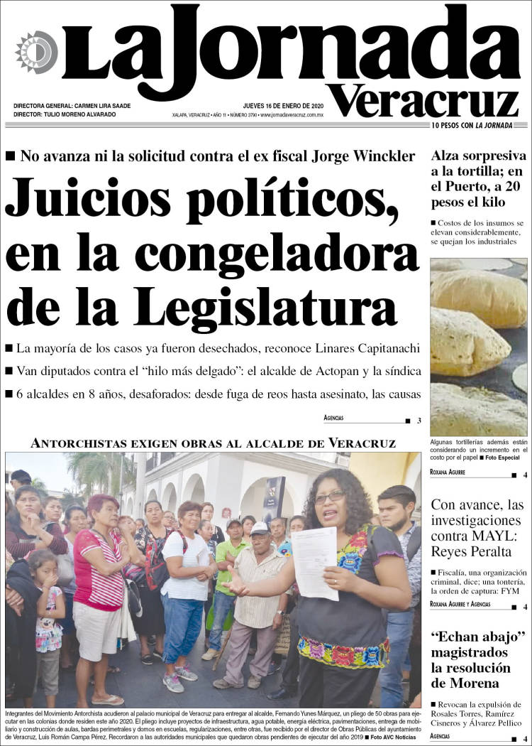 Portada de La Jornada Veracruz (M&eacute;xico)
