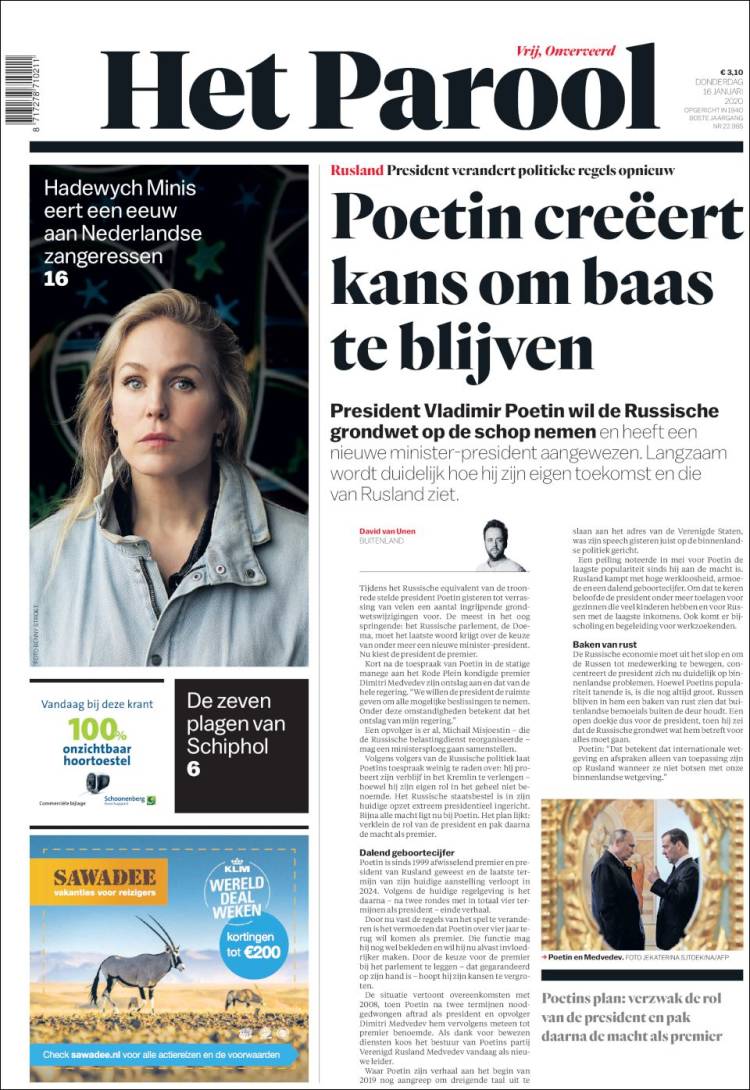 Portada de Het Parool (Pa&iacute;ses Bajos)