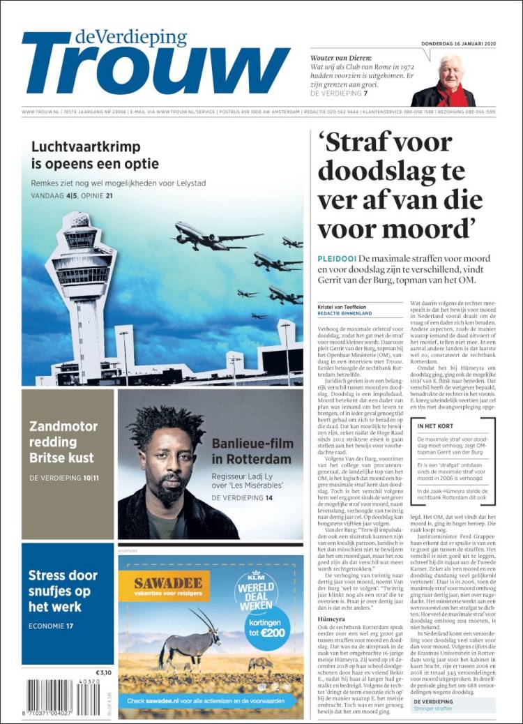 Portada de Trouw (Pa&iacute;ses Bajos)
