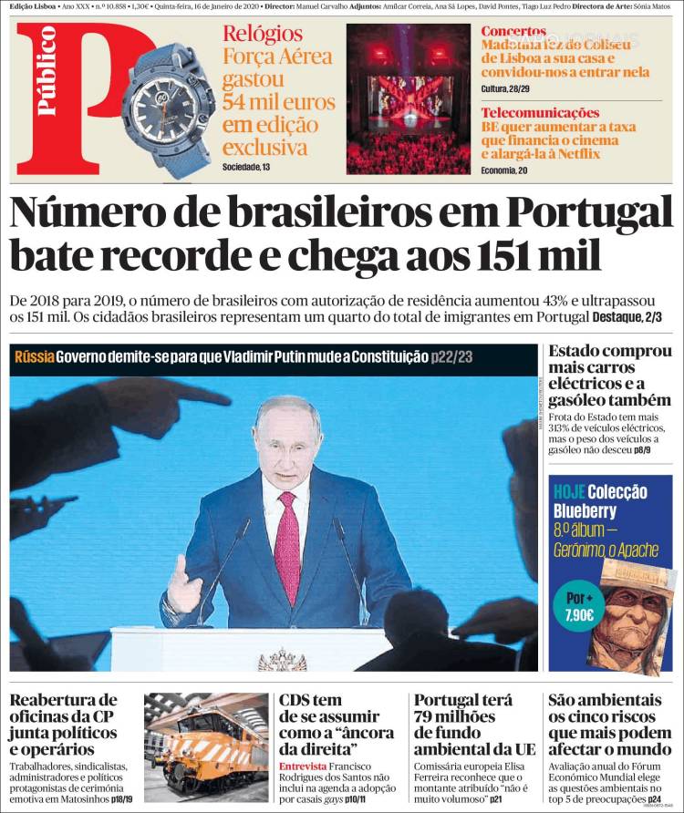 Portada de Público (Portugal)