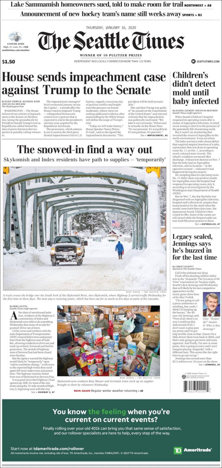 Portada de Seattle Times (USA)