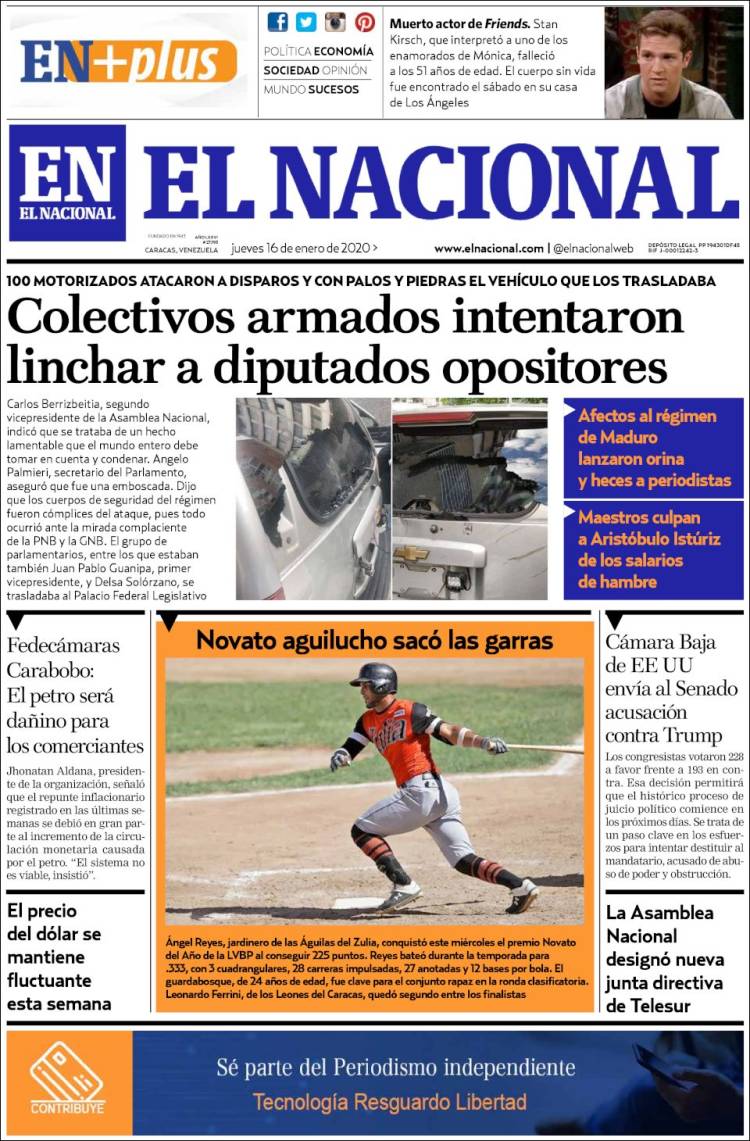 Portada de El Nacional (Venezuela)