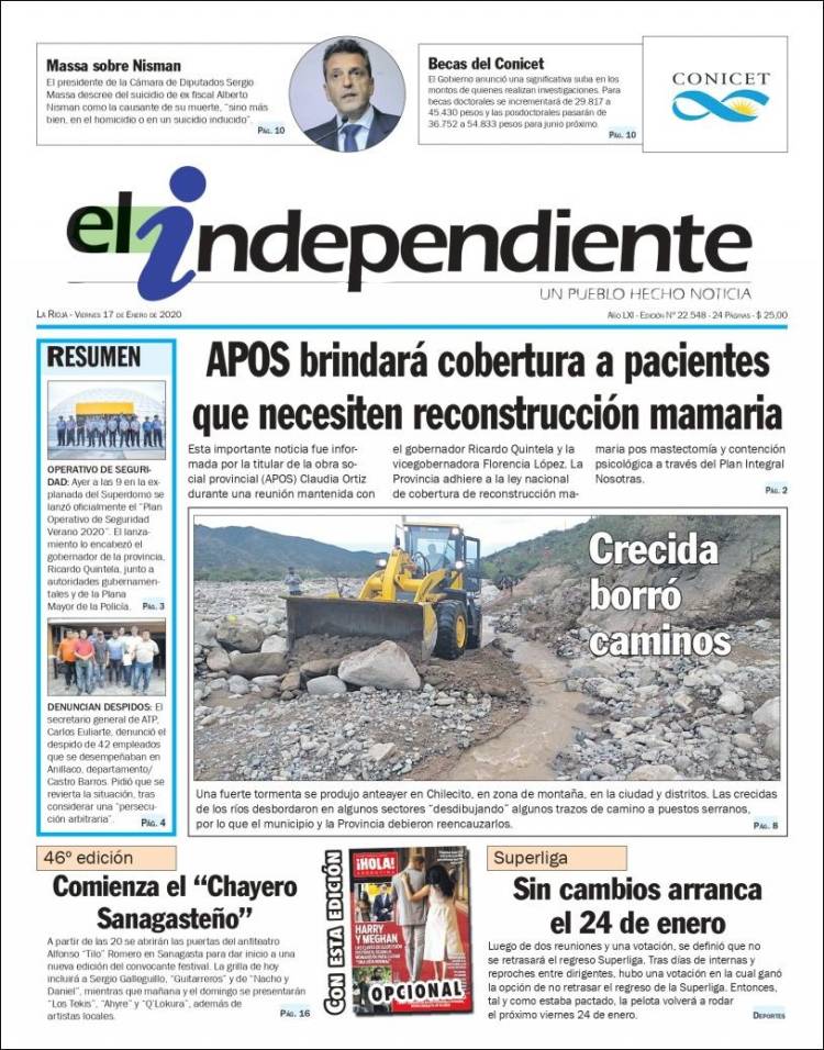 Portada de El Independiente (Argentina)