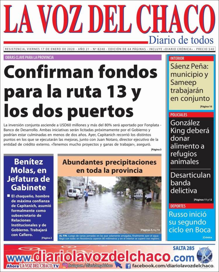 Portada de La Voz del Chaco (Argentina)