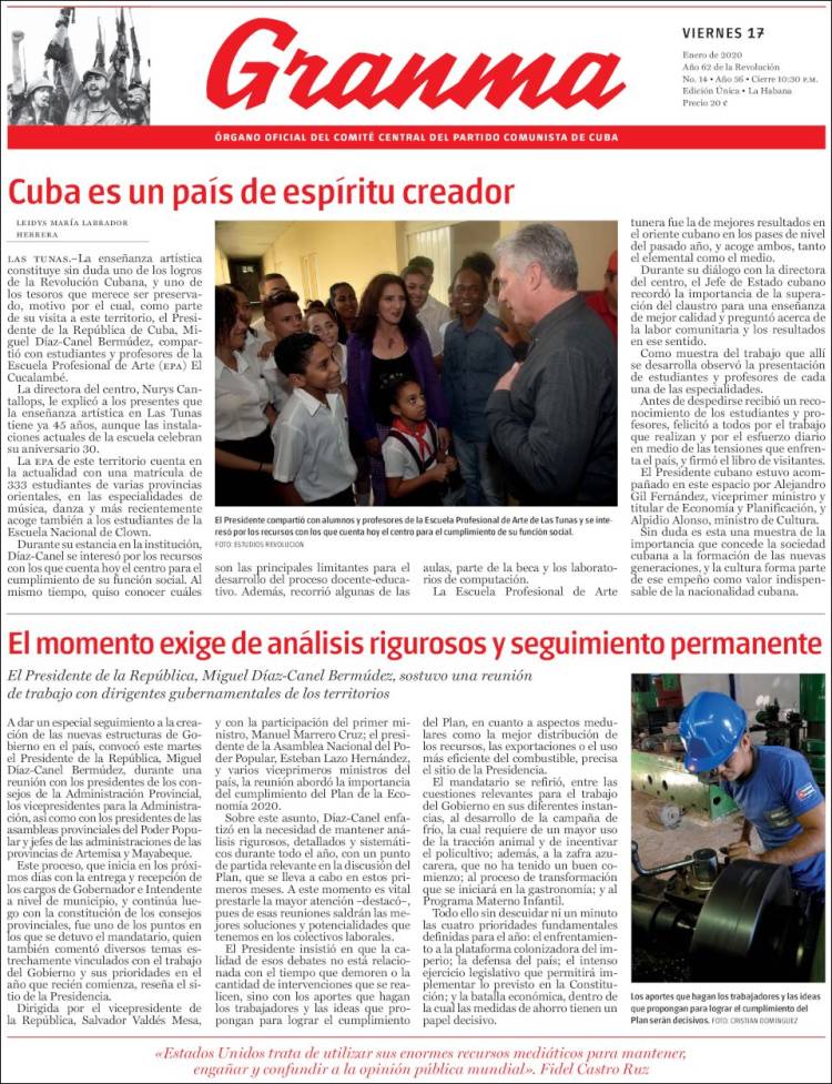 Portada de Granma (Cuba)