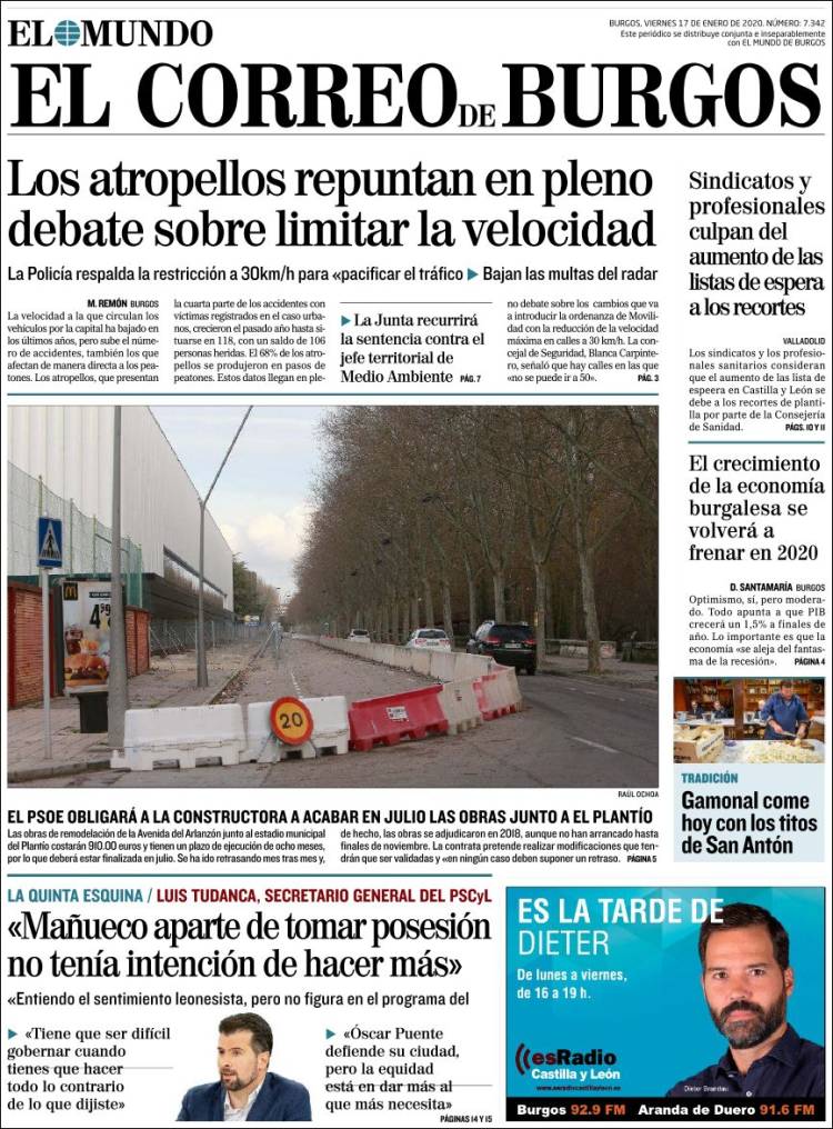 Portada de El Correo de Burgos (España)