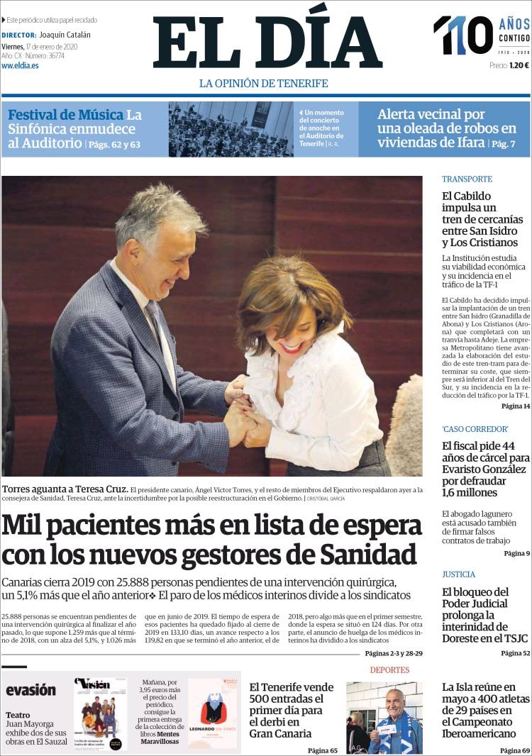 Portada de El Día (España)