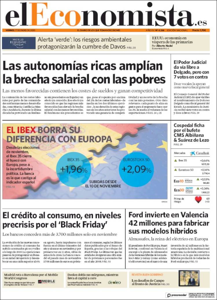 Portada de El Economista (Espa&ntilde;a)