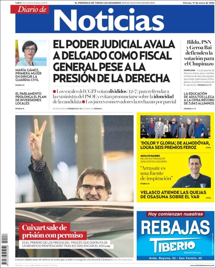 Portada de Noticias de Navarra (España)