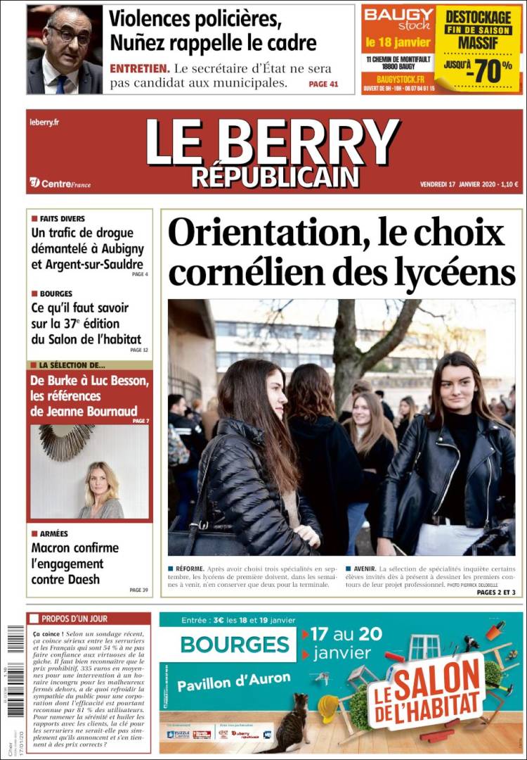 Portada de Berry Republicain (Francia)
