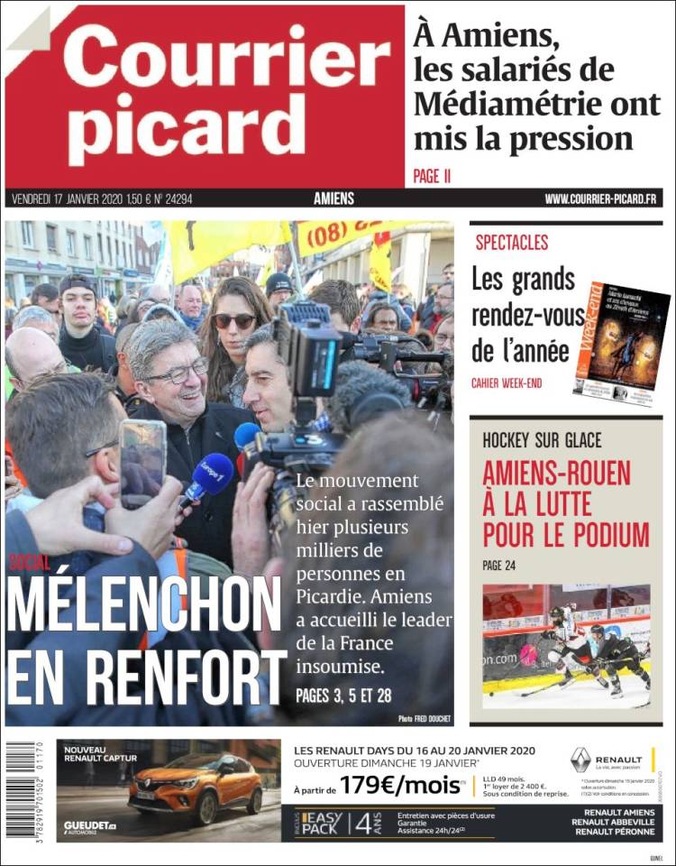 Portada de Courrier Picard (Francia)