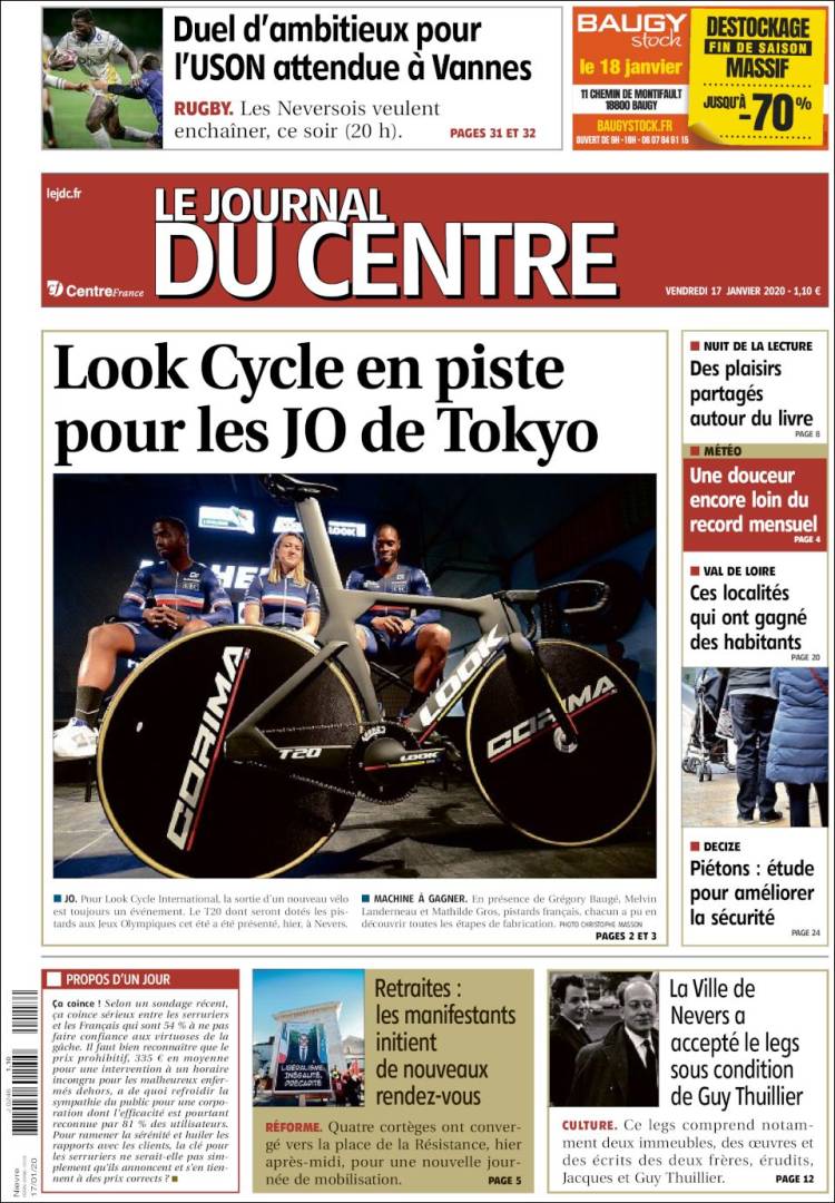 Portada de Le Journal du Centre (Francia)