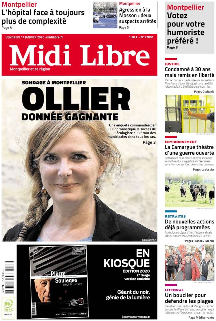 Portada de Midi Libre (Francia)