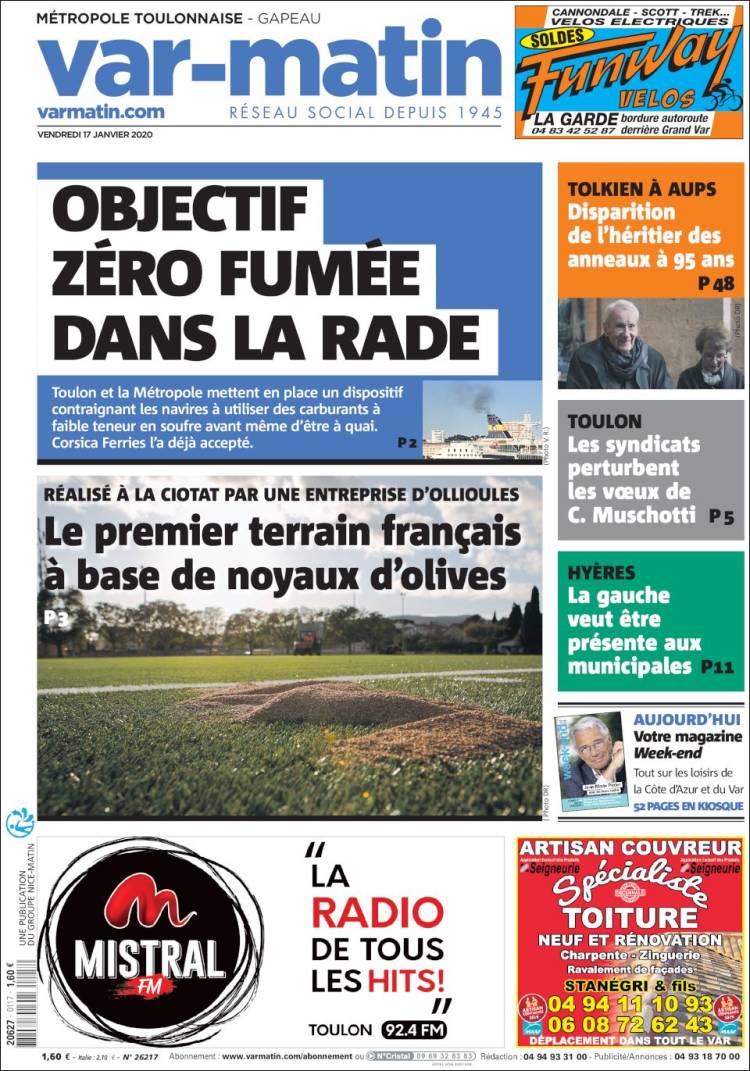 Portada de Nice-Matin (Francia)