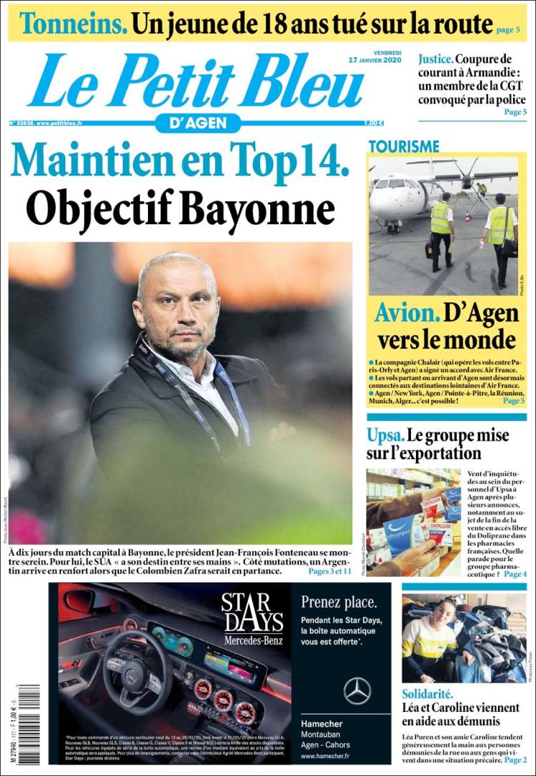 Portada de Le Petit Bleu (Francia)