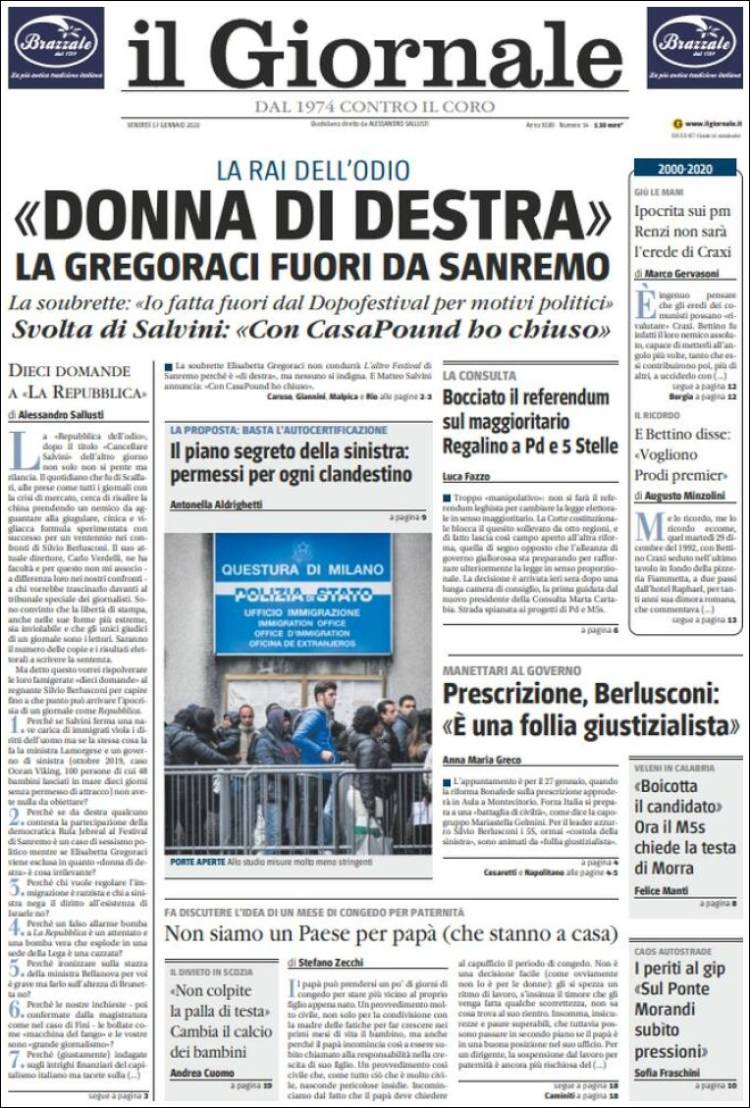 Portada de il Giornale (Italia)