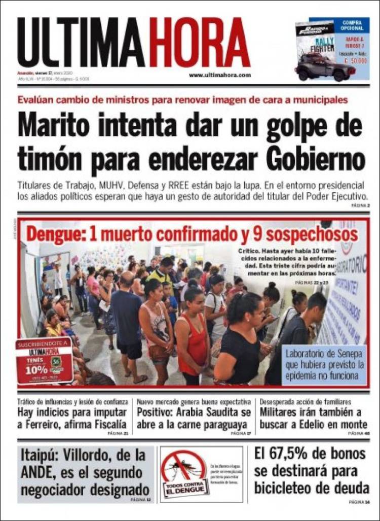 Portada de Última Hora (Paraguay)