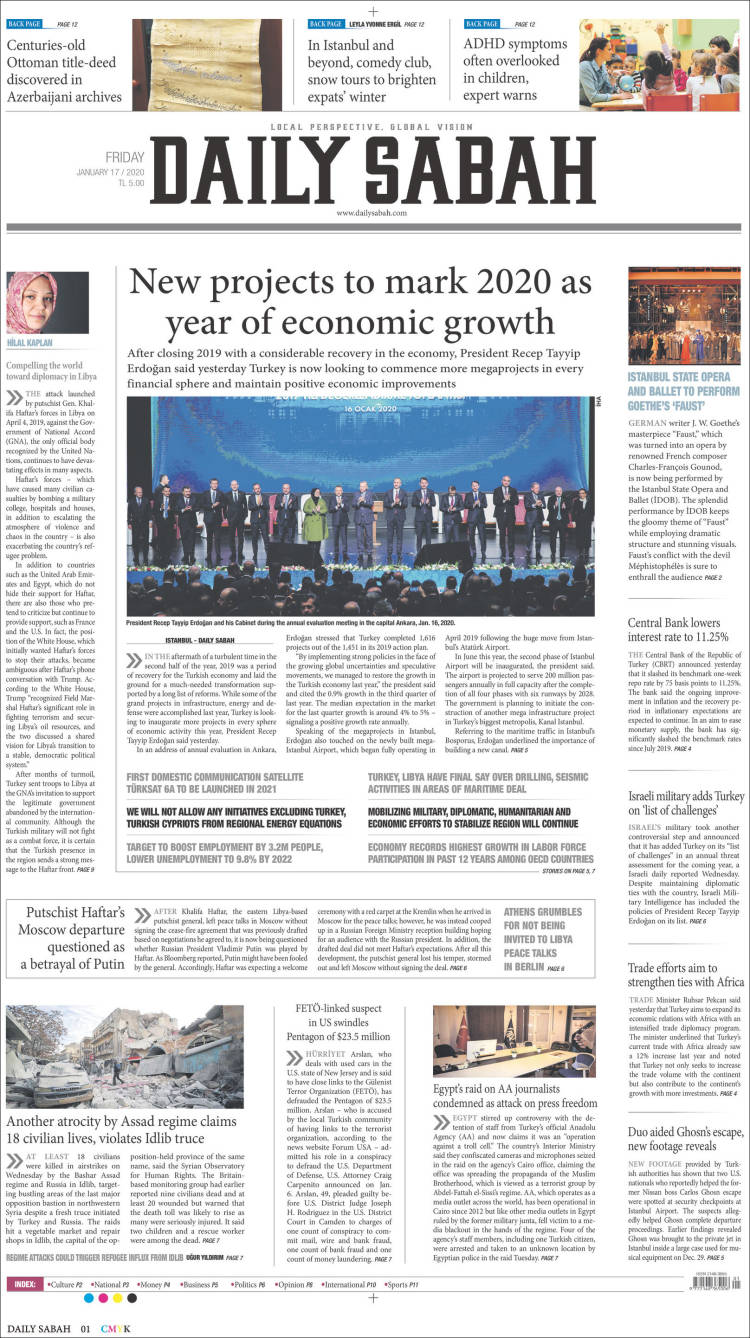 Portada de Daily Sabah (Turquie)