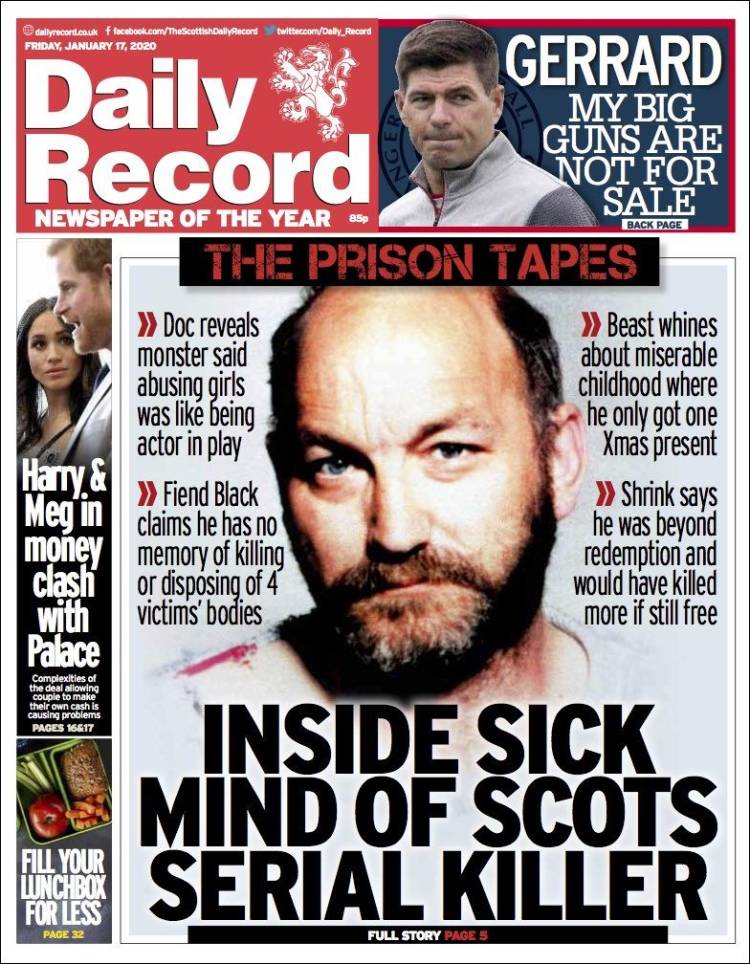 Portada de Daily Record (Reino Unido)