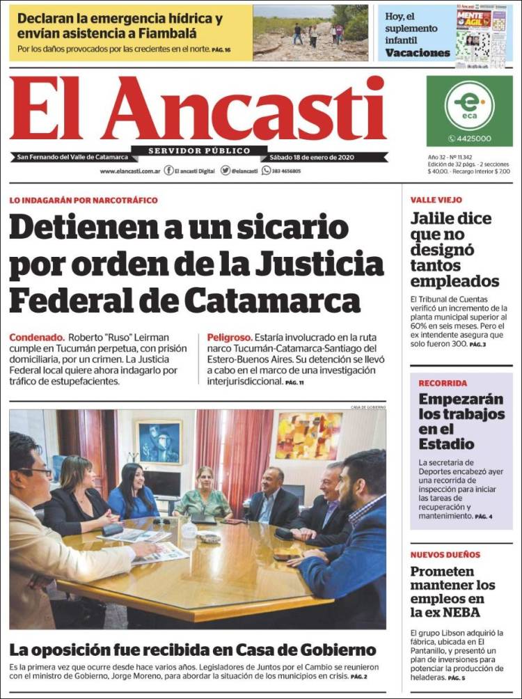 Portada de El Ancasti (Argentina)
