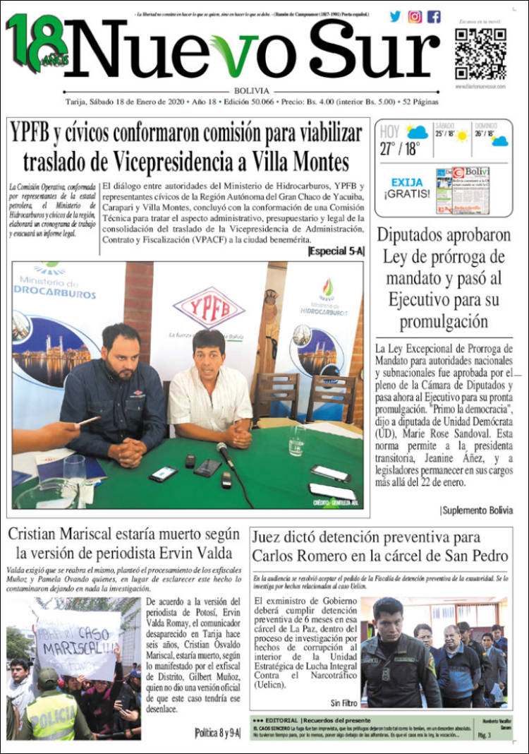 Portada de Nuevo Sur (Bolivia)