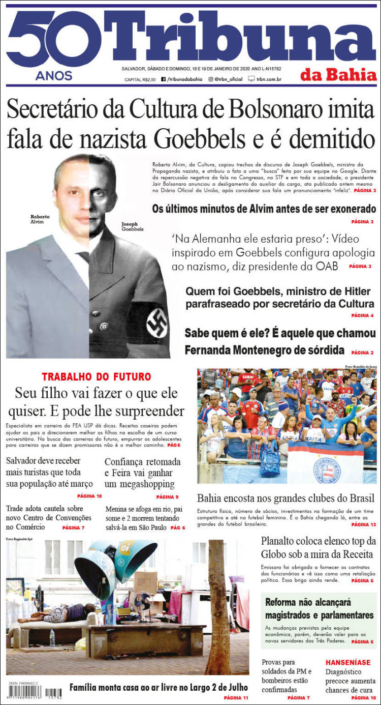 Portada de Tribuna da Bahia (Brasil)