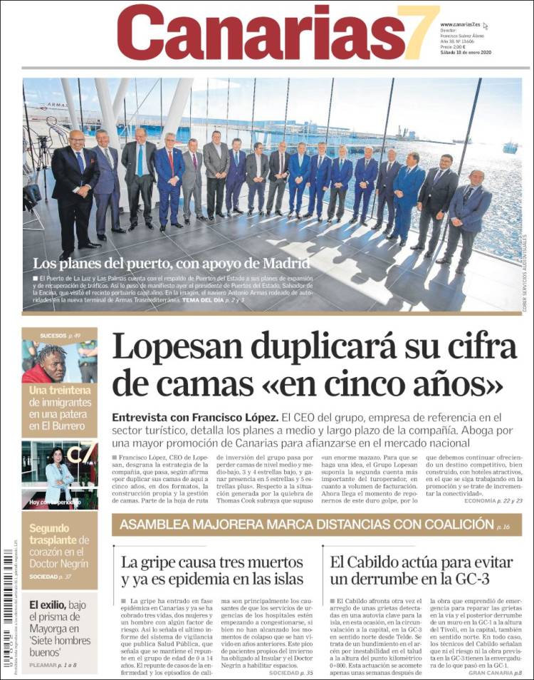 Portada de Canarias 7 (España)