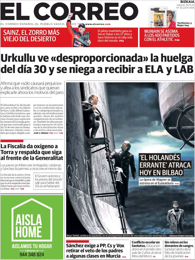 Portada de El Correo (España)