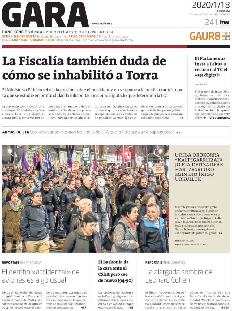 Portada de Gara (España)