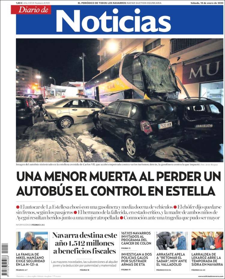 Portada de Noticias de Navarra (España)