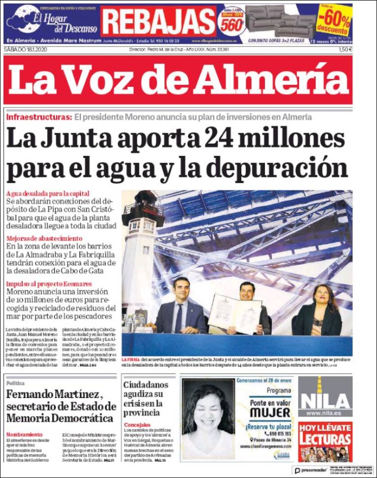 Portada de La Voz de Almería (España)