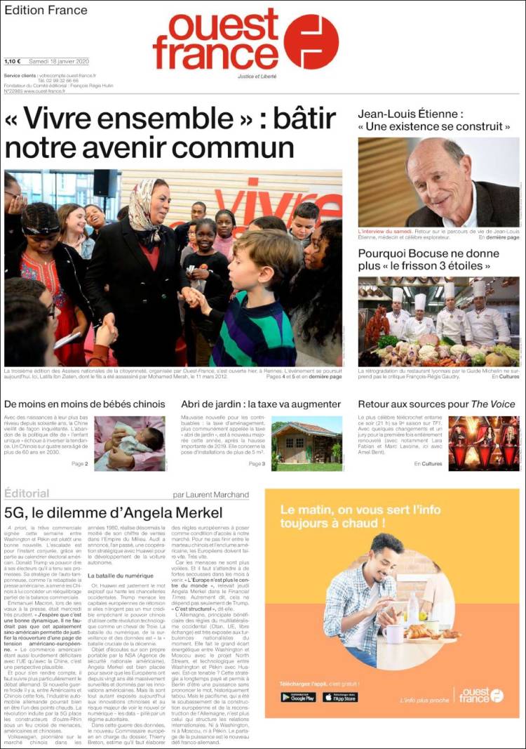 Portada de Ouest France (Francia)