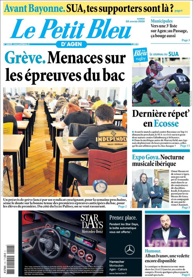 Portada de Le Petit Bleu (Francia)