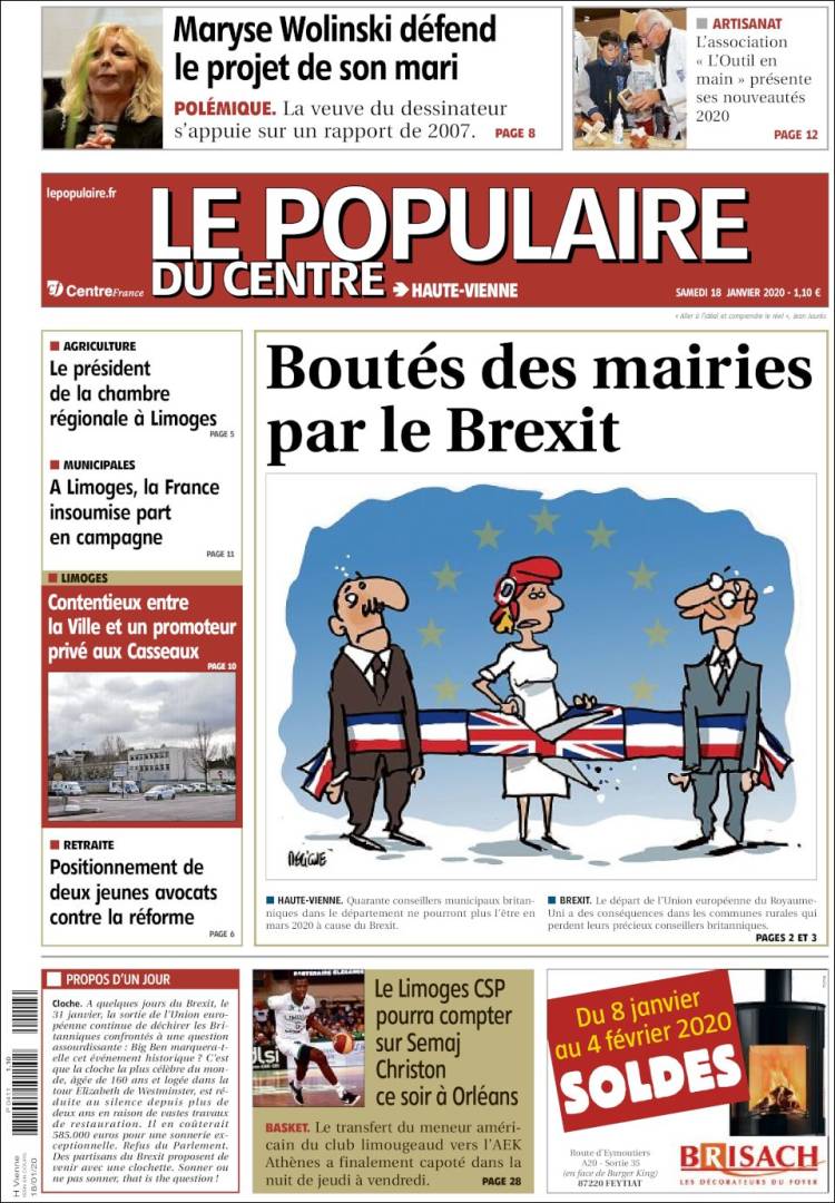 Portada de Le Populaire du Centre (Francia)