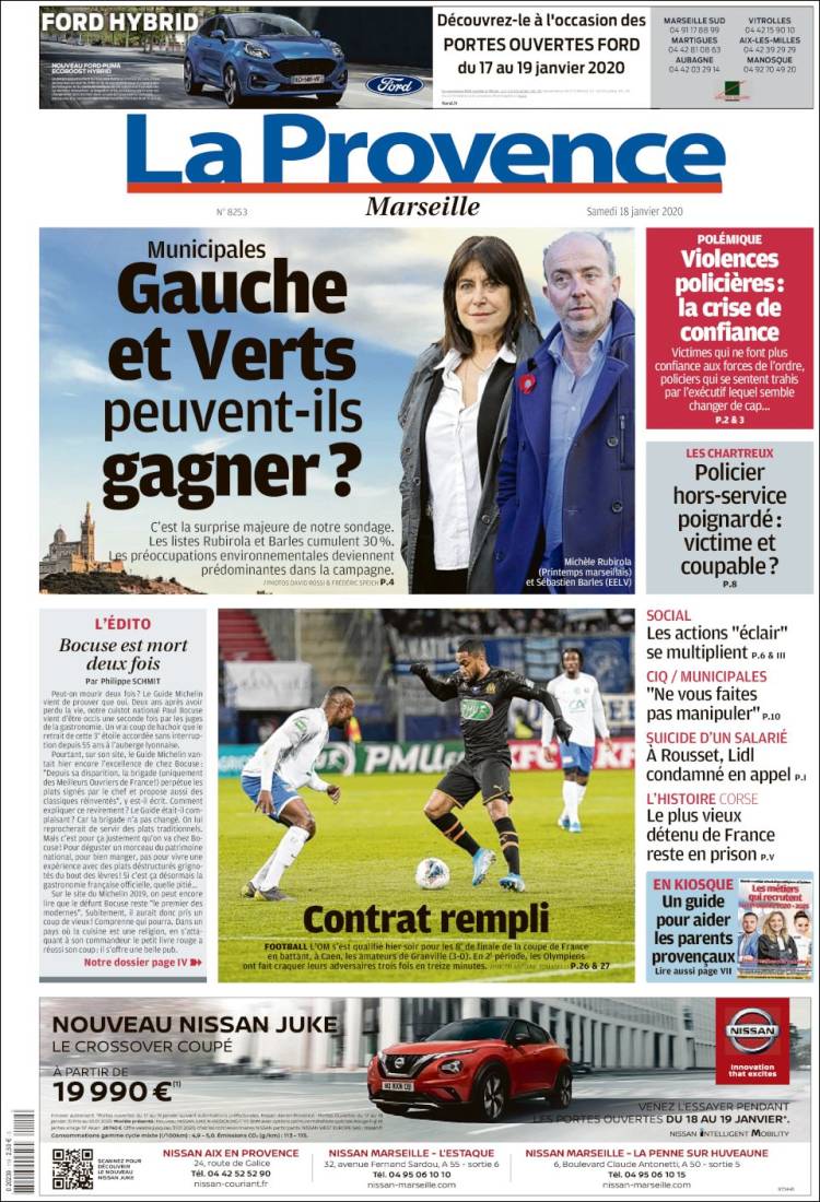 Portada de La Provence (Francia)