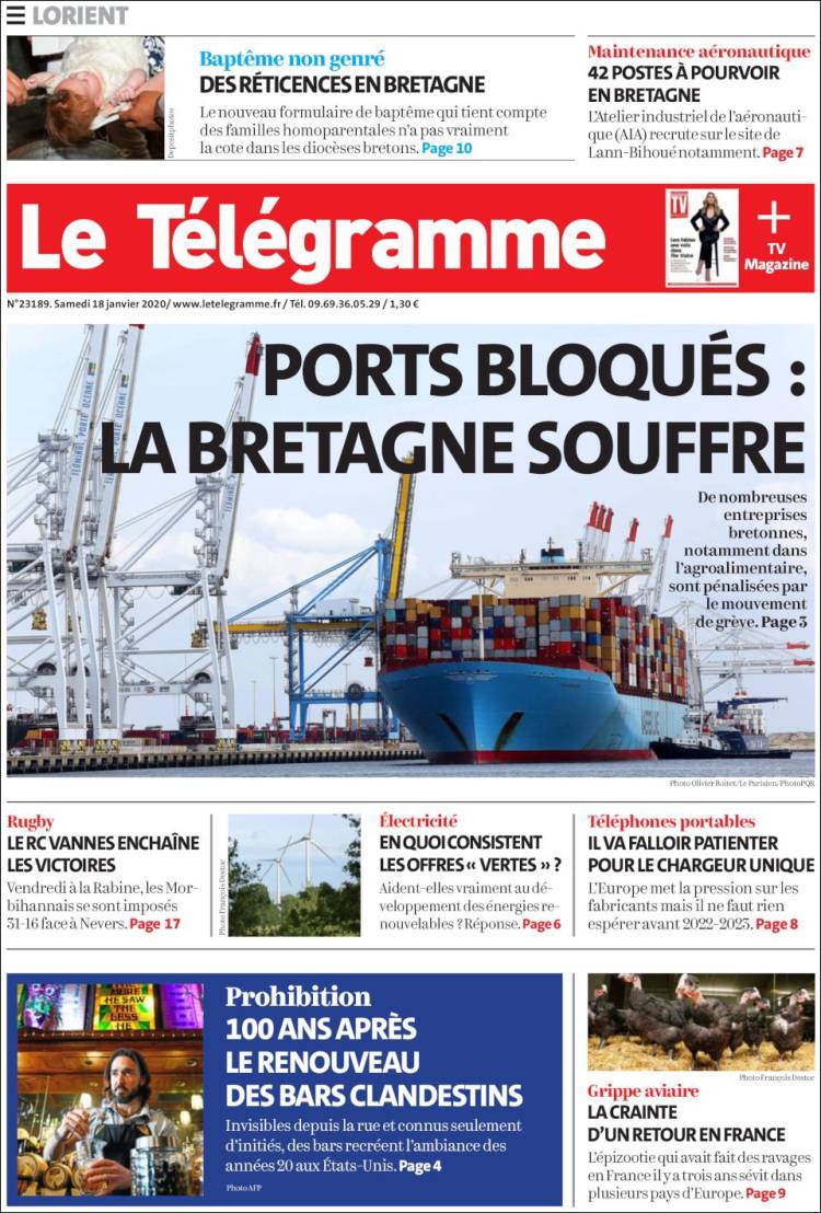 Portada de Télégramme (Francia)