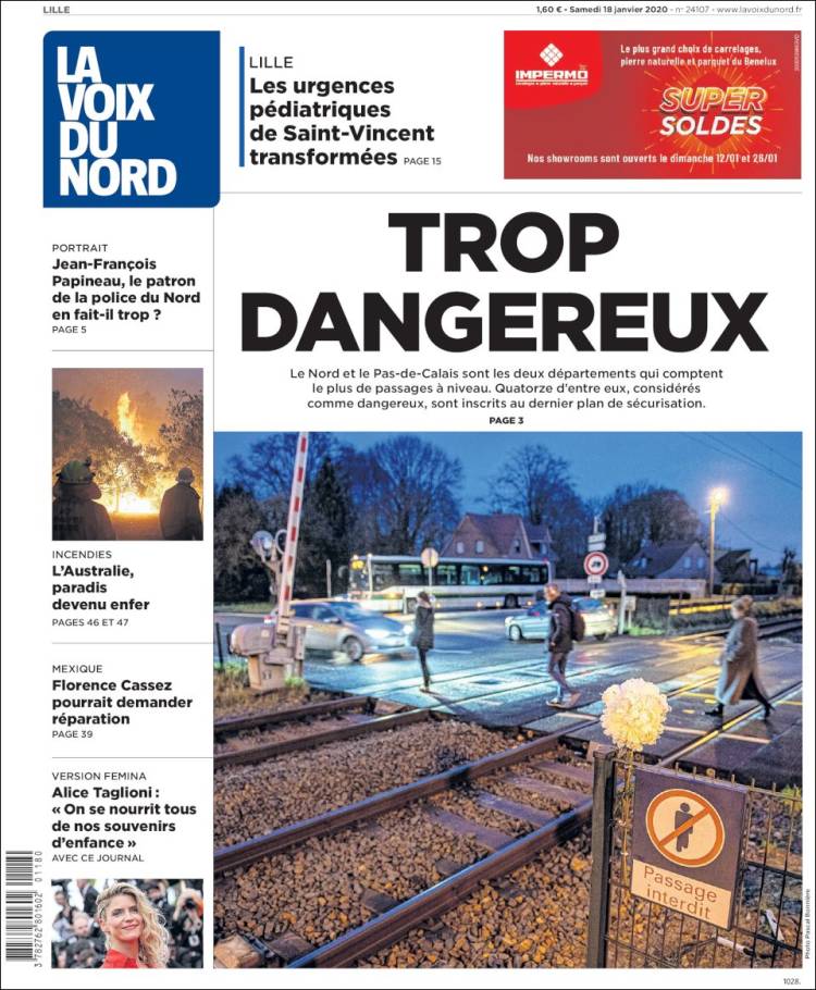 Portada de La Voix du Nord (Francia)