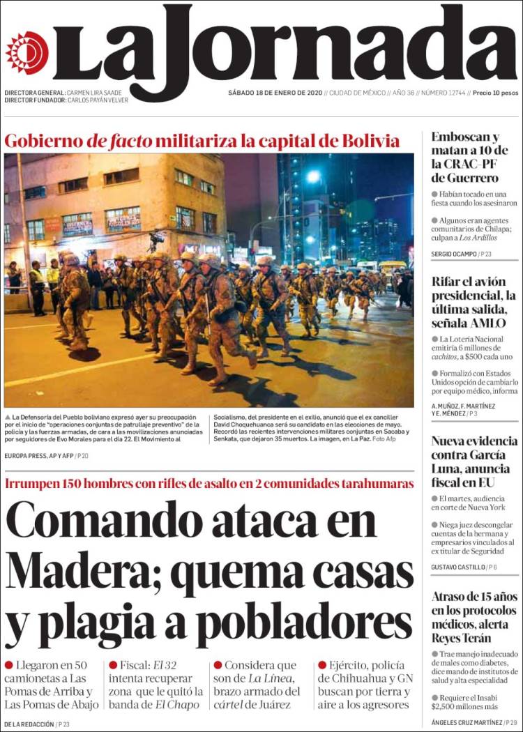 Portada de La Jornada (M&eacute;xico)