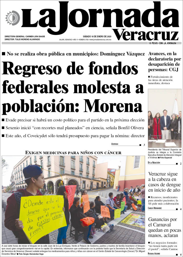 Portada de La Jornada Veracruz (M&eacute;xico)
