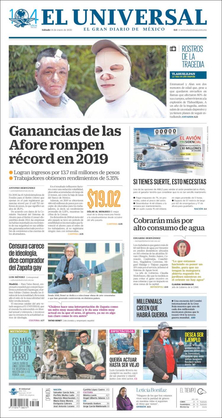 Portada de El Universal (M&eacute;xico)