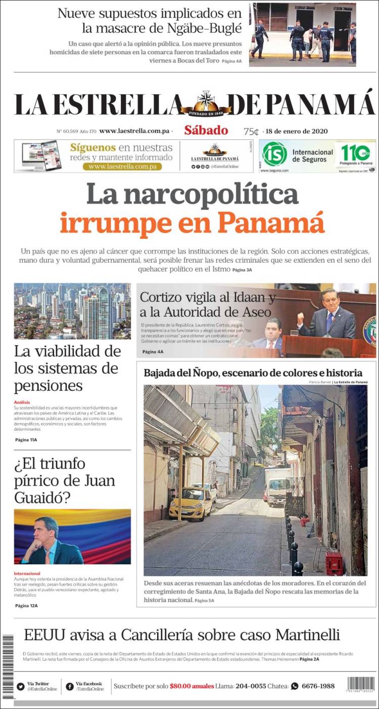 Portada de La Estrella de Panamá (Panam&aacute;)