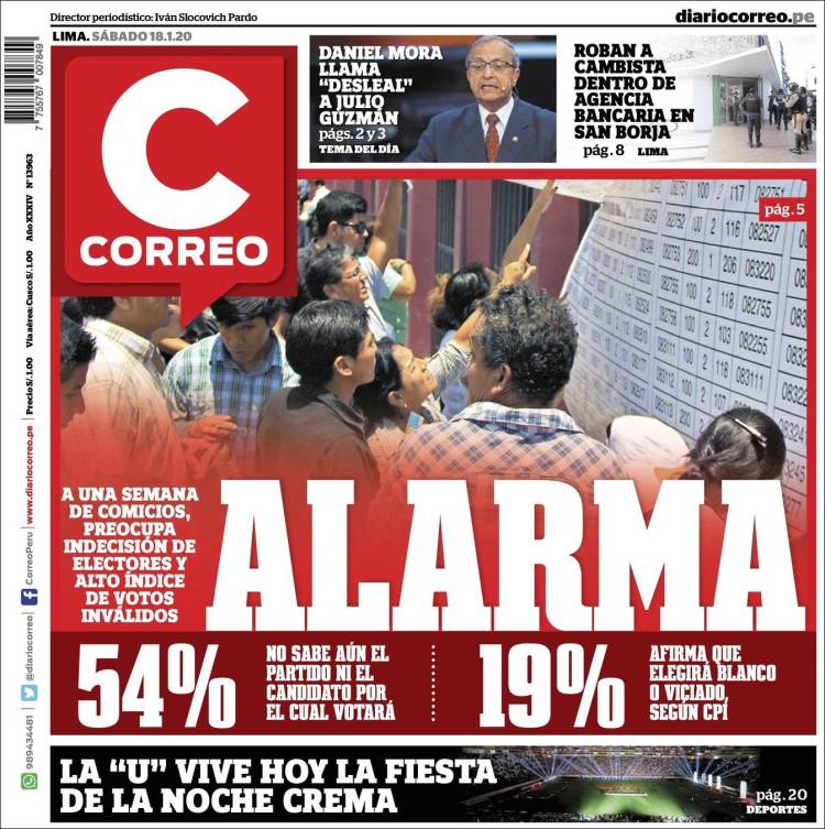 Portada de Diario Correo (Per&uacute;)