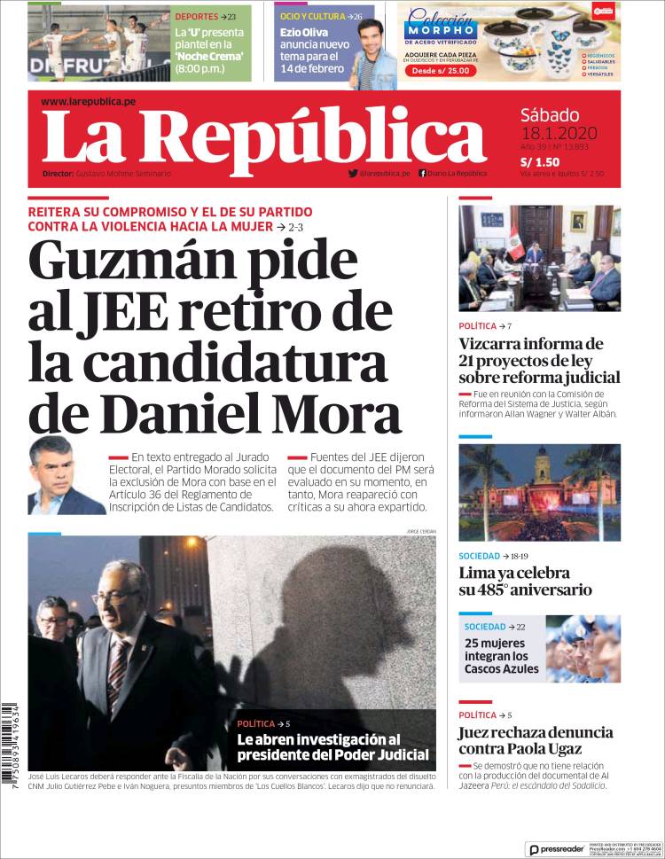 Portada de La Republica (Per&uacute;)