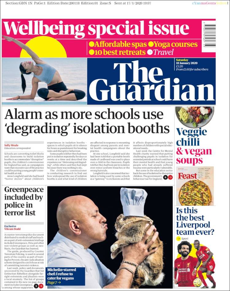 Portada de The Guardian (Reino Unido)