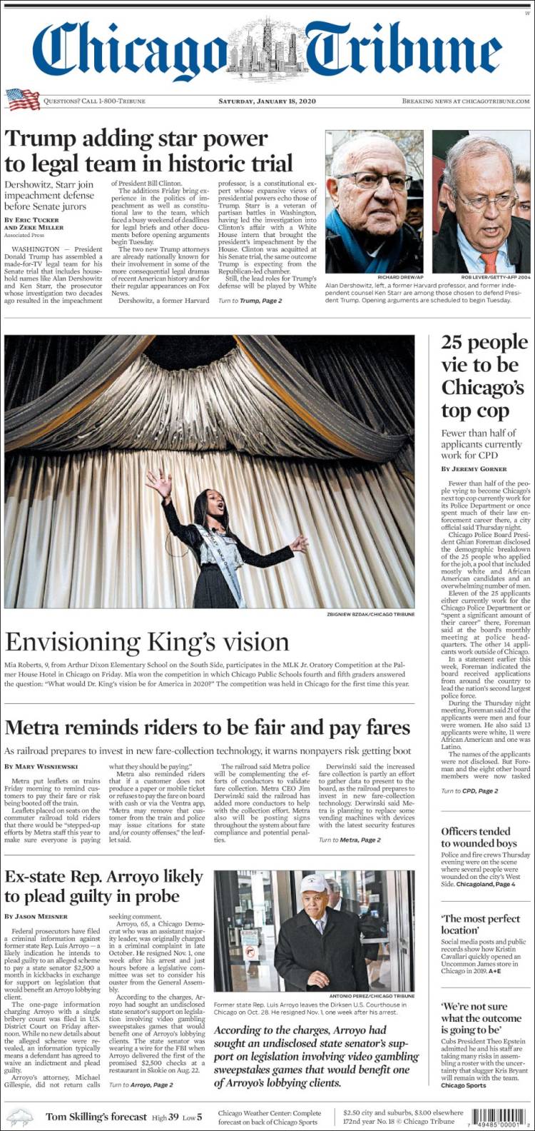 Portada de Chicago Tribune (USA)