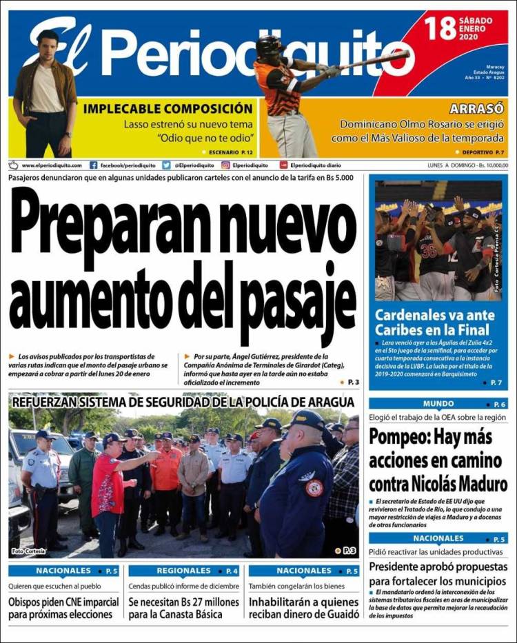 Portada de Periodiquito de Aragua (Venezuela)