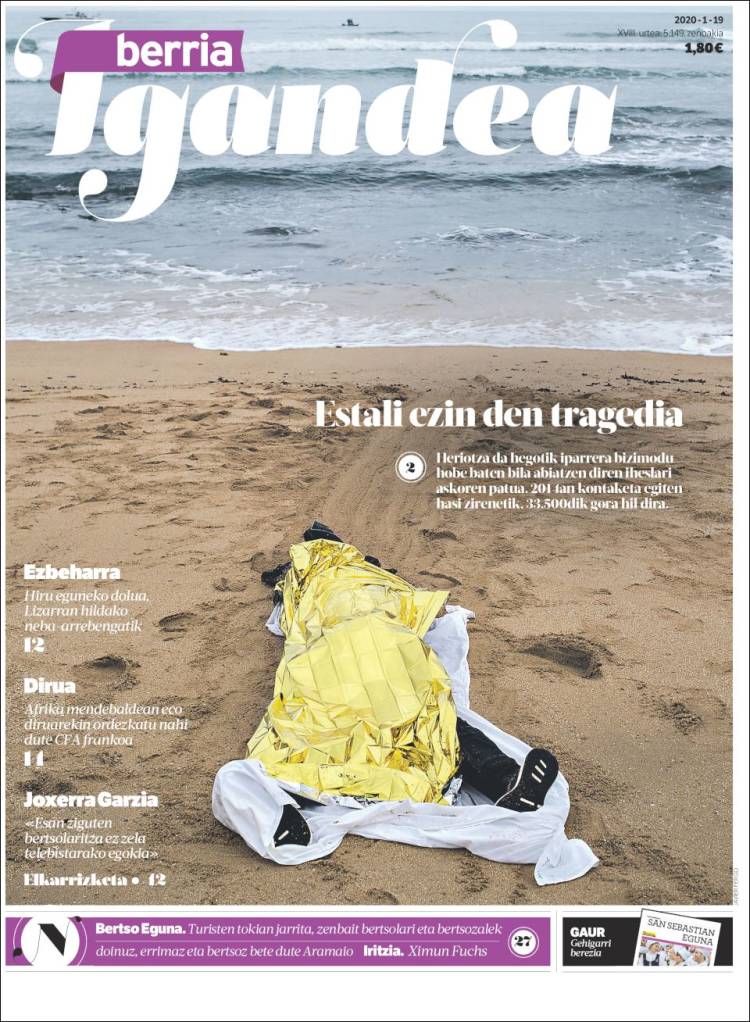 Portada de Berria (España)