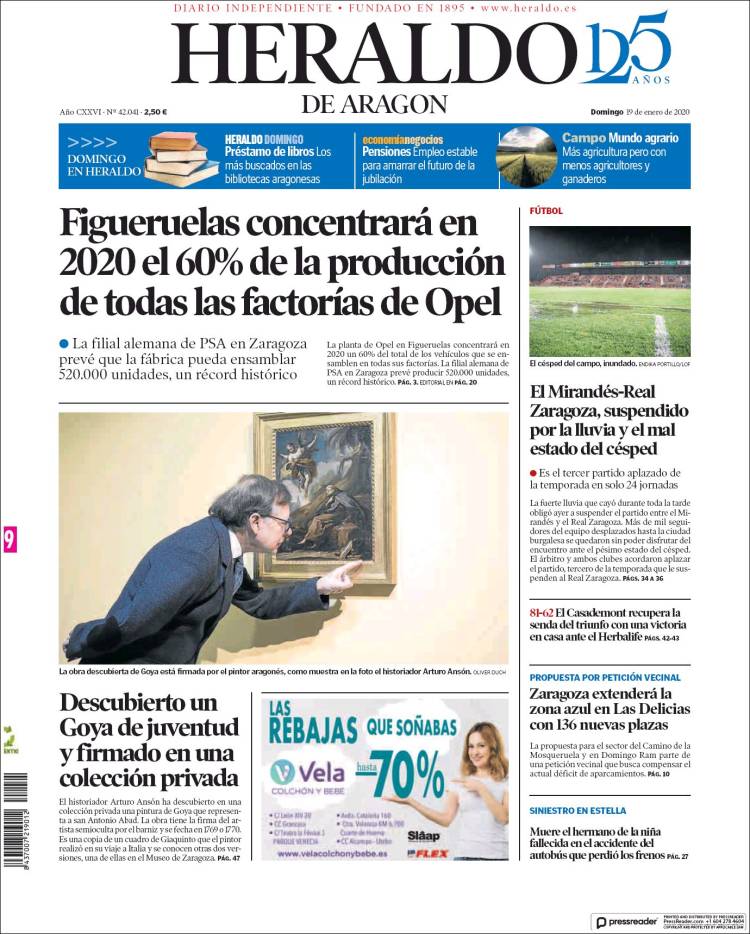 Portada de Heraldo de Aragón (España)